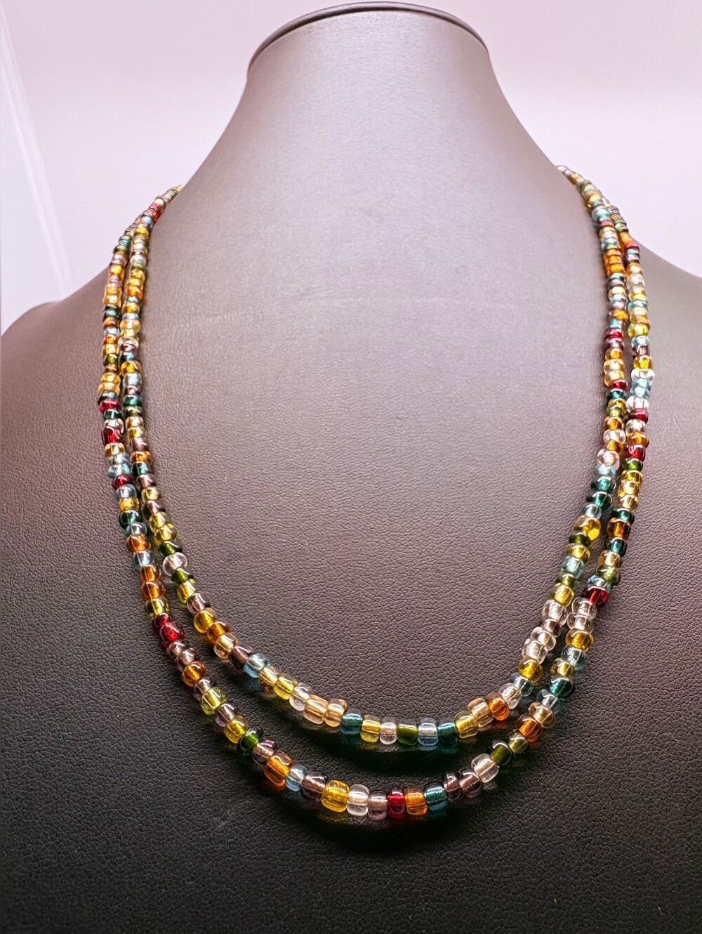 Artisan Multicolor Beaded Hoop Earrings and Layered Necklace Set - Women Jewelry - Picture 6 of 9